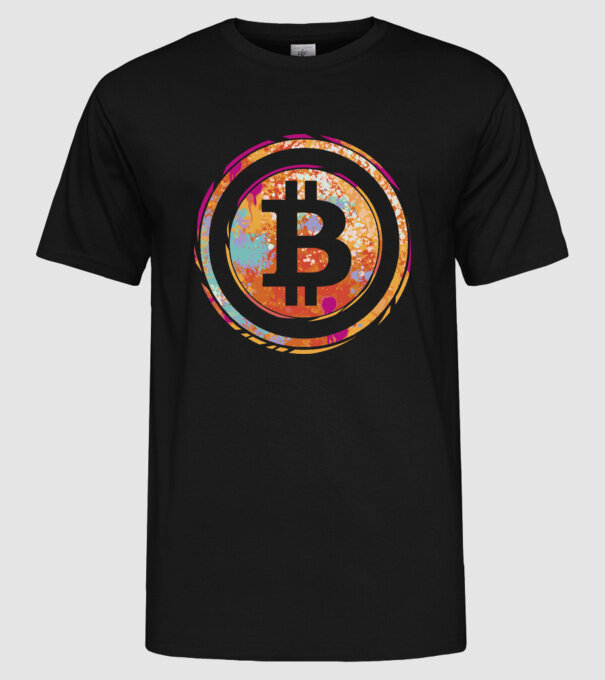 Bitcoin Watercolor model negru pe tricou