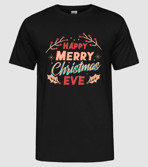 Crăciun Fericit model negru pe tricou
