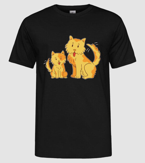 Câini fericiți model negru pe tricou