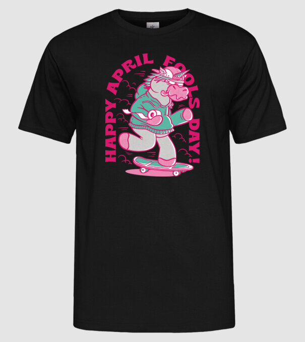 Ziua proștilor Unicorn model negru pe tricou