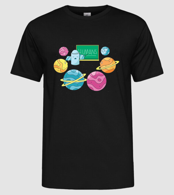 Învățarea planetelor model negru pe tricou
