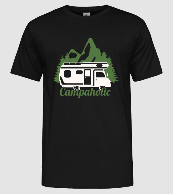 Campare Campaholic model negru pe tricou