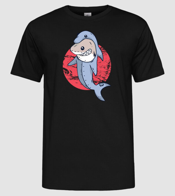 Rechin în costum de delfin model negru pe tricou