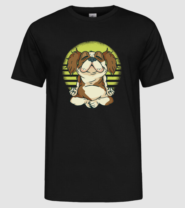 Cavalier King Spaniel Yoga model negru pe tricou