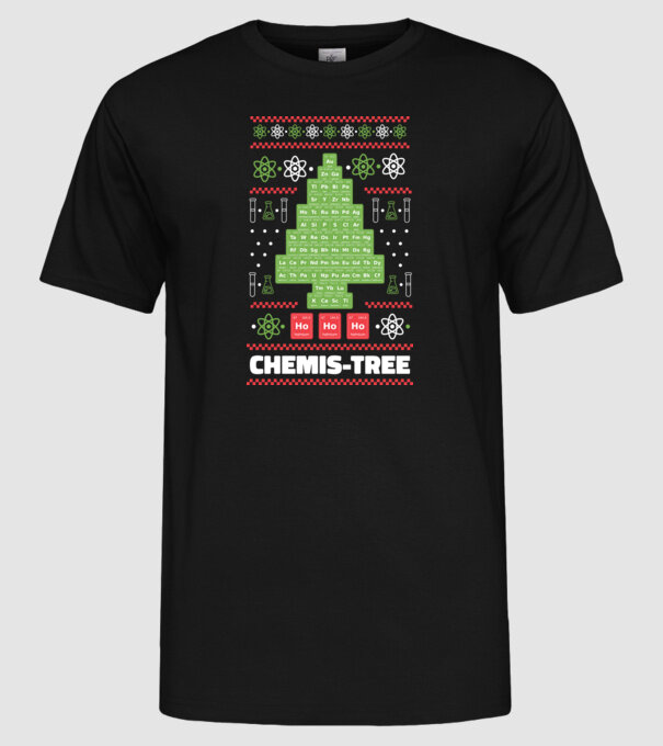 Chemis-tree pom de Crăciun model negru pe tricou