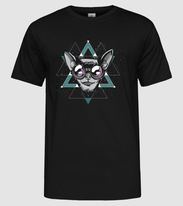 Tricou cu Câine Chihuahua model negru pe tricou