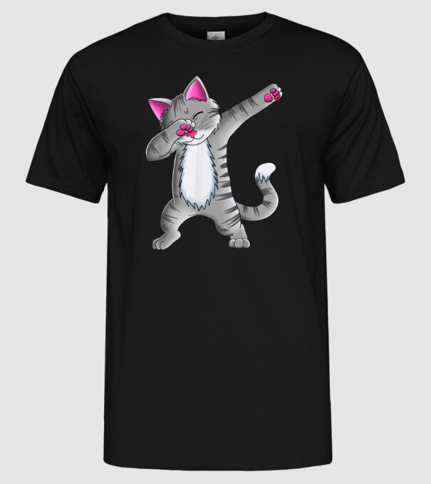 Pisică DAB model negru pe tricou