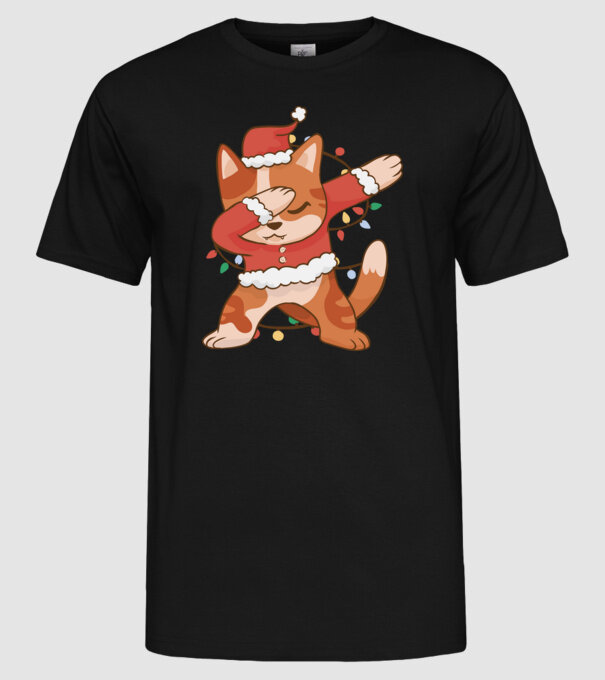 Pisică Crăciun DAB model negru pe tricou