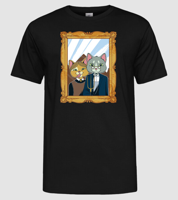 Portret Pisică model negru pe tricou
