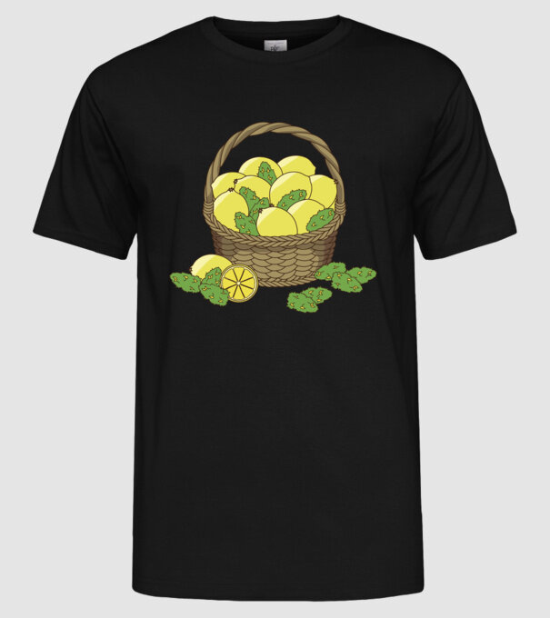 Coș de lămâi model negru pe tricou