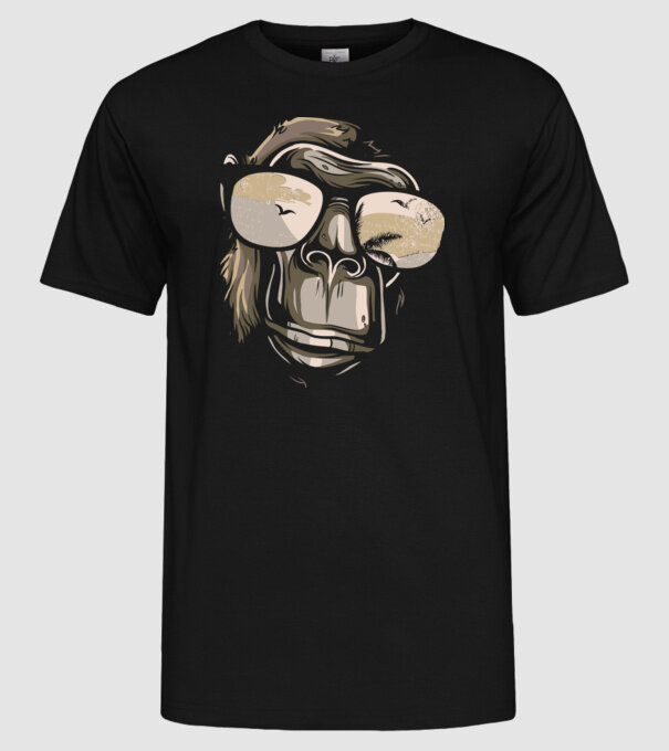 Cool Monkey model negru pe tricou