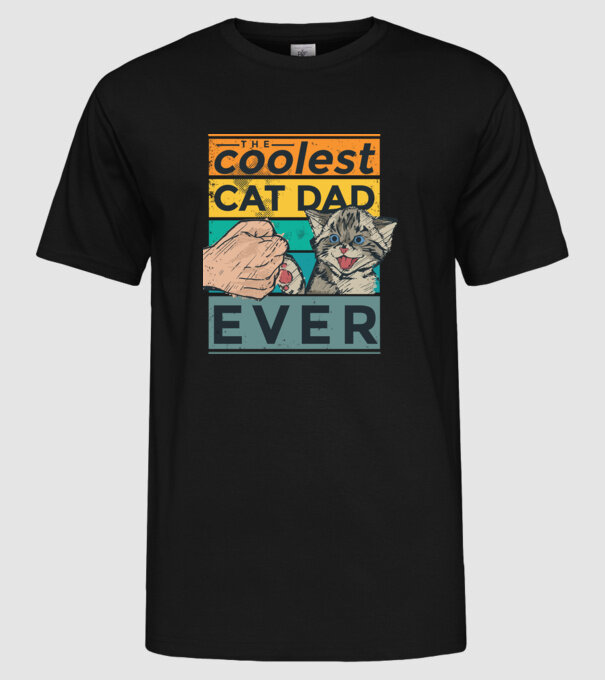 Coolest Cat Dad Ever - Cel mai tare tată cu pisică model negru pe tricou