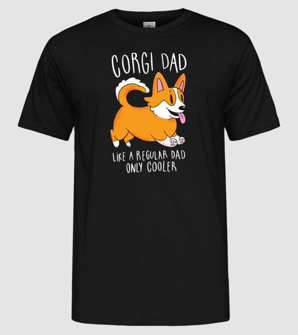 Tată de Corgi model negru pe tricou