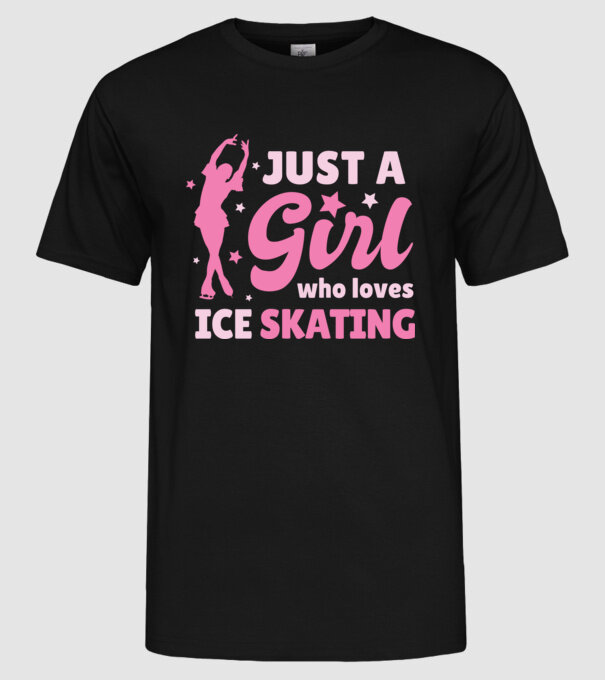 Doar o fată căreia îi place să patineze model negru pe tricou