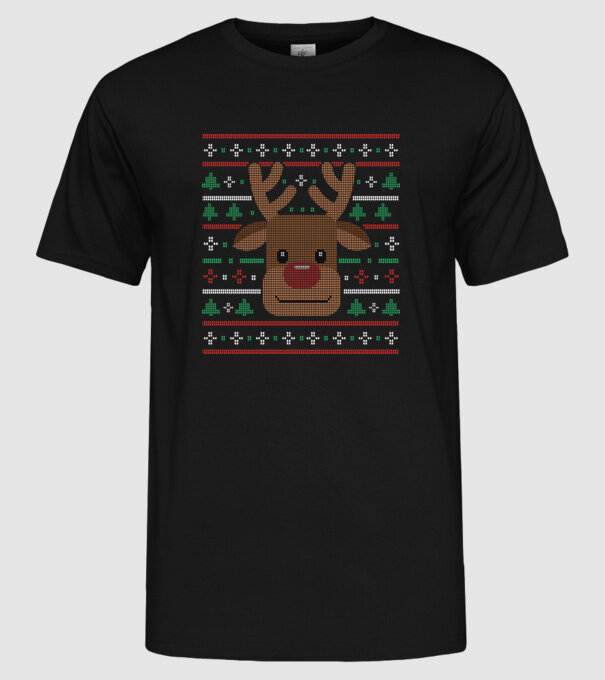 Tricou cu ren pulovăr urât model negru pe tricou