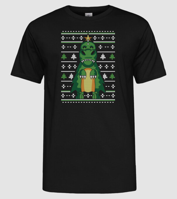 T-rex cu pulovăr urât model negru pe tricou