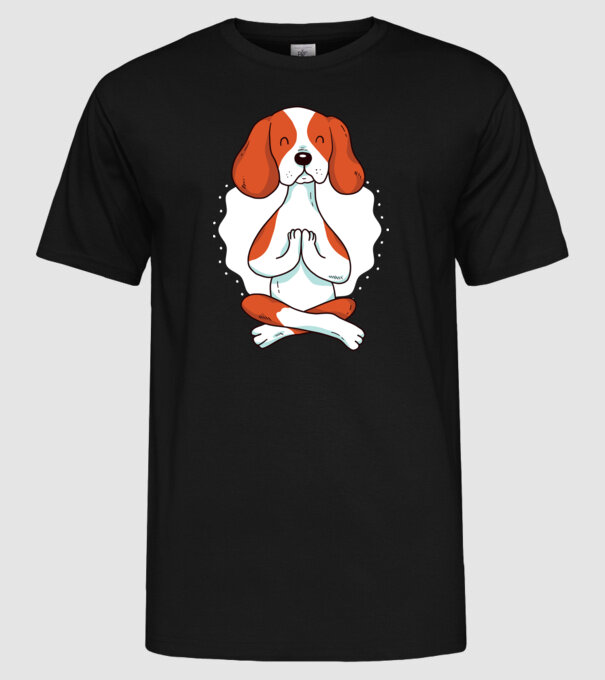 Yoga Drăguț Câine Beagle model negru pe tricou