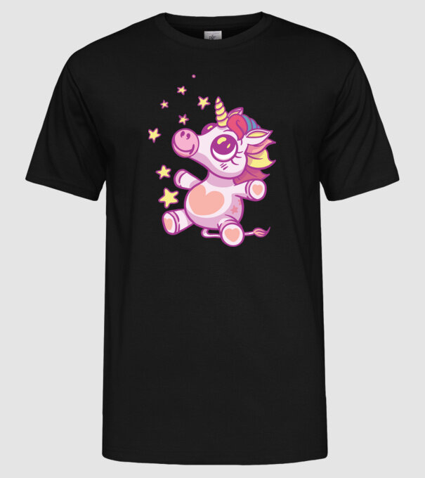 Unicorn drăguț model negru pe tricou
