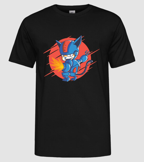 Pisică Cyborg Robot model negru pe tricou