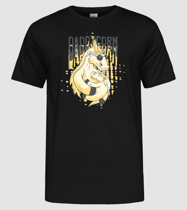 Daddycorn - Tată Unicorn model negru pe tricou