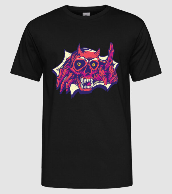 Craniu de Demon model negru pe tricou
