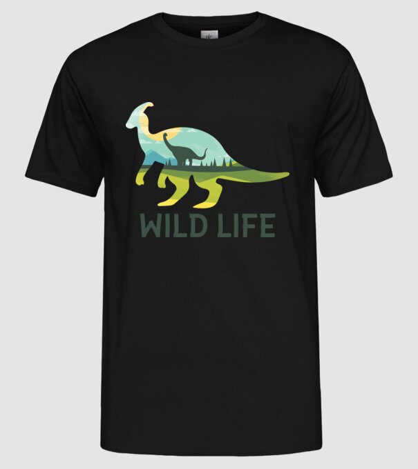 Dinosaur model negru pe tricou