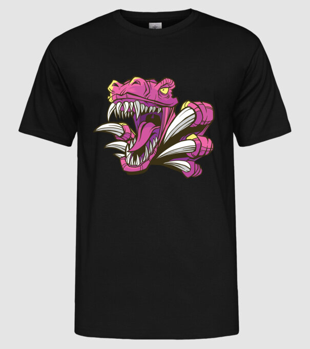Gheare de dinozaur model negru pe tricou