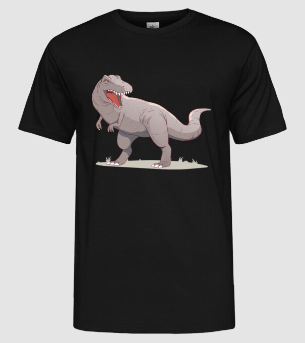 Dinozaur T-rex model negru pe tricou