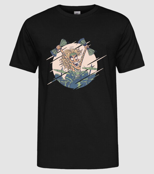 Baterist model negru pe tricou