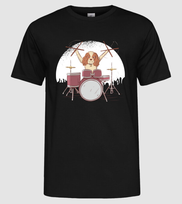 Câine Baterist model negru pe tricou