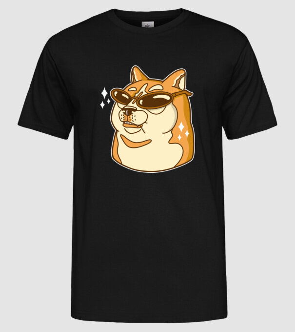 Doge Coin model negru pe tricou