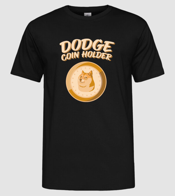 Doge Coin Holder model negru pe tricou