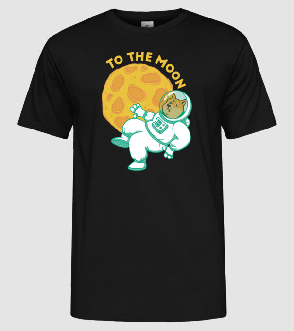 Dogecoin to the moon model negru pe tricou