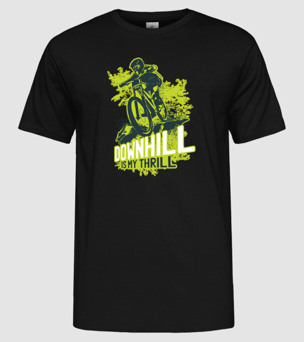Downhill Is My Thrill tricou bicicletă model negru pe tricou