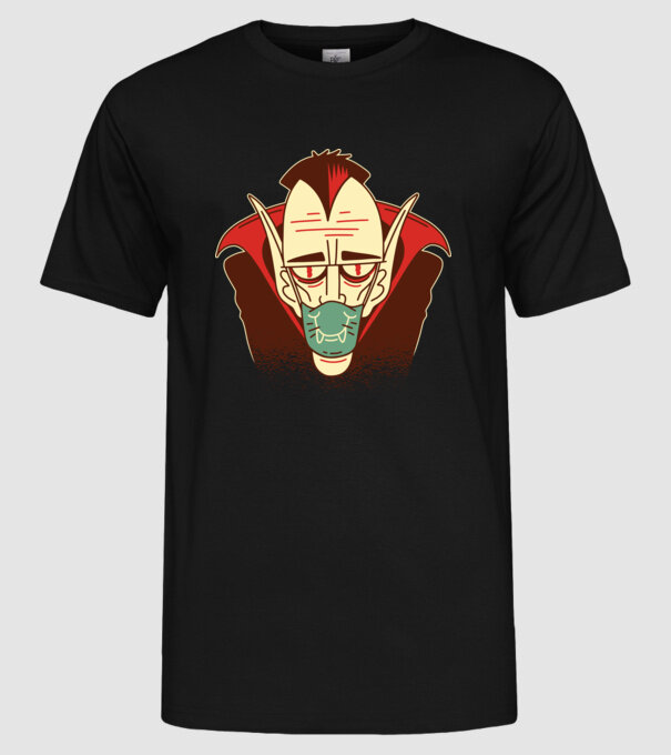 Dracula în mască model negru pe tricou