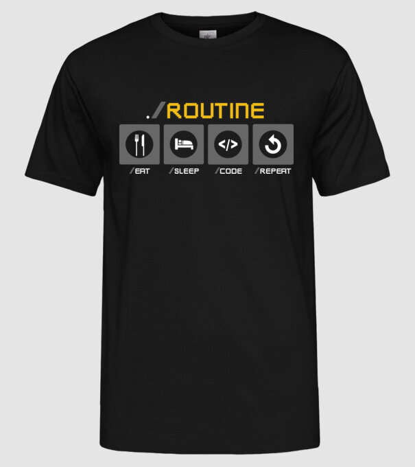 Eat sleep code repeat - rutină zilnică developer model negru pe tricou