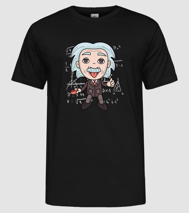 Caricatură Einstein model negru pe tricou