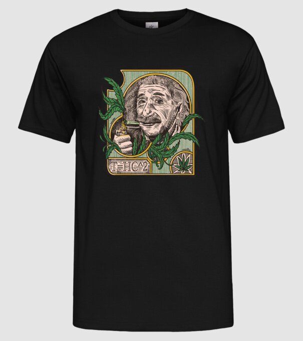Einstein Marijuana THC model negru pe tricou