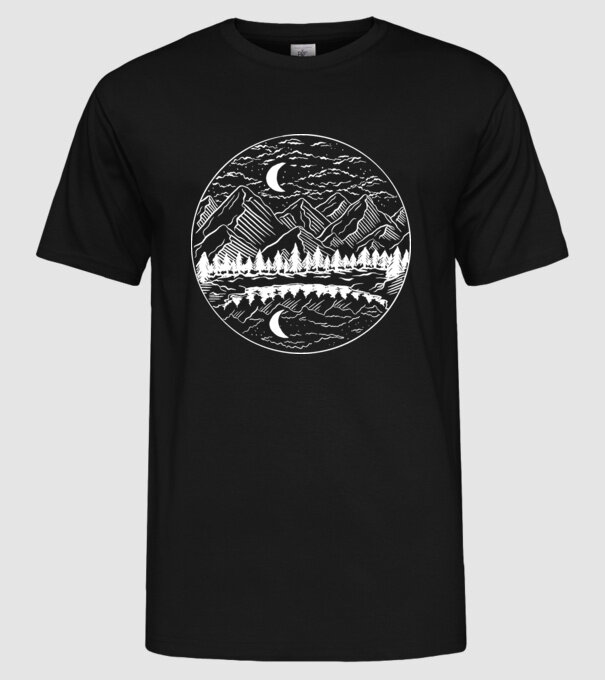 Peisaj de Noapte model negru pe tricou