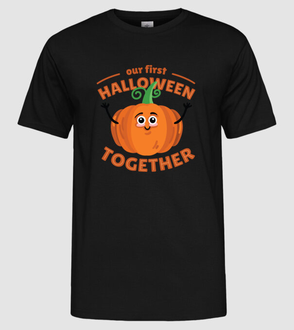 Primul nostru Halloween împreună model negru pe tricou