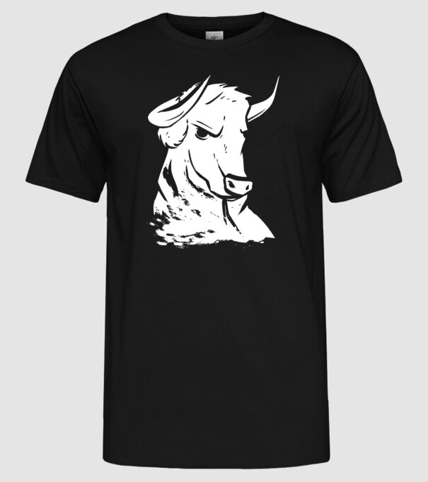 Taur puternic model negru pe tricou