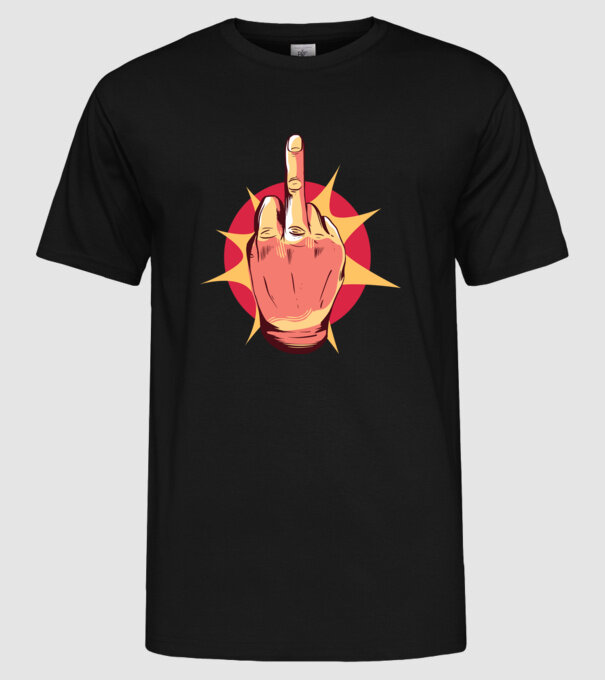 Tricou arată degetul model negru pe tricou