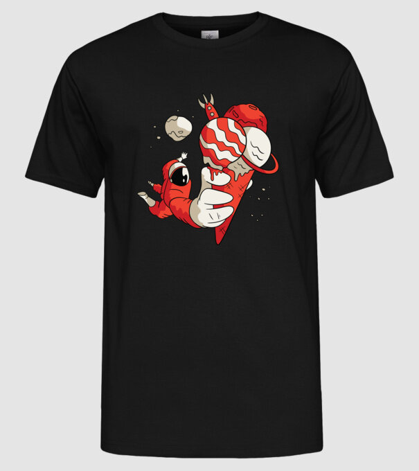 Astronaut cu Înghețată model negru pe tricou