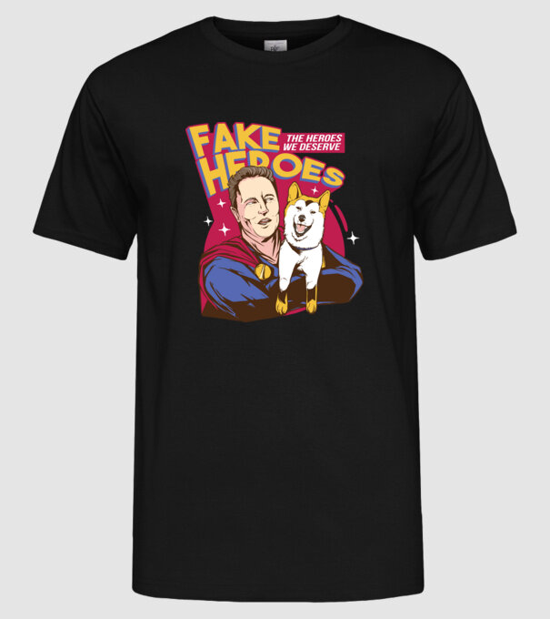 Fake Hero Elon Musk model negru pe tricou