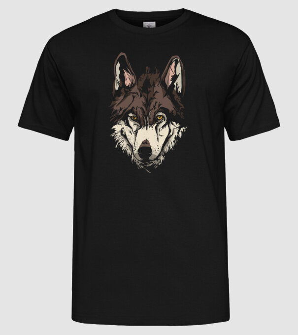Cap de lup model negru pe tricou
