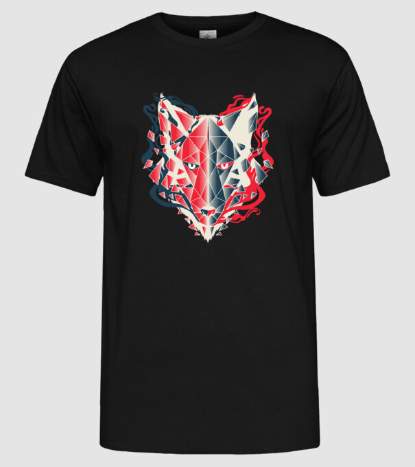 Wolf Head model negru pe tricou