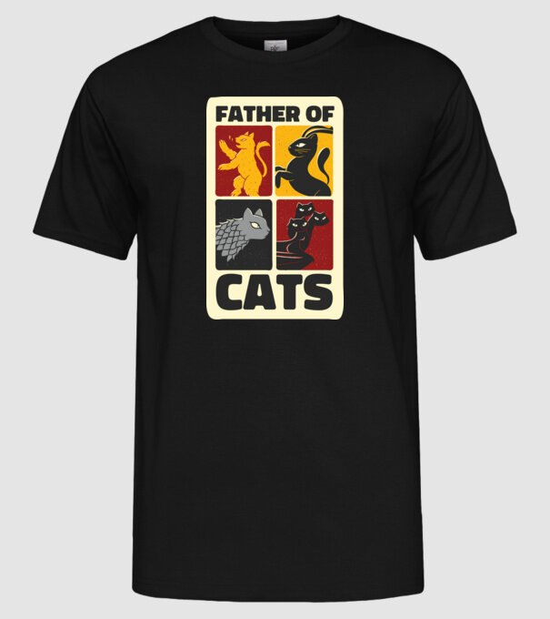 Father of Cats Game of Thrones parodie model negru pe tricou