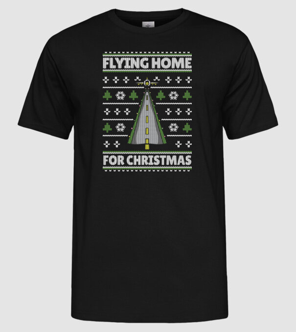 Flying Home for Christmas Pulover urât model negru pe tricou