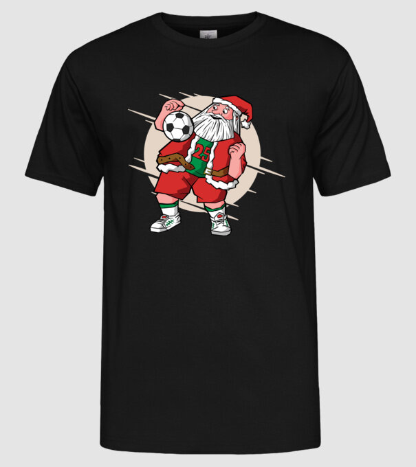Moș Crăciun Fotbalist model negru pe tricou