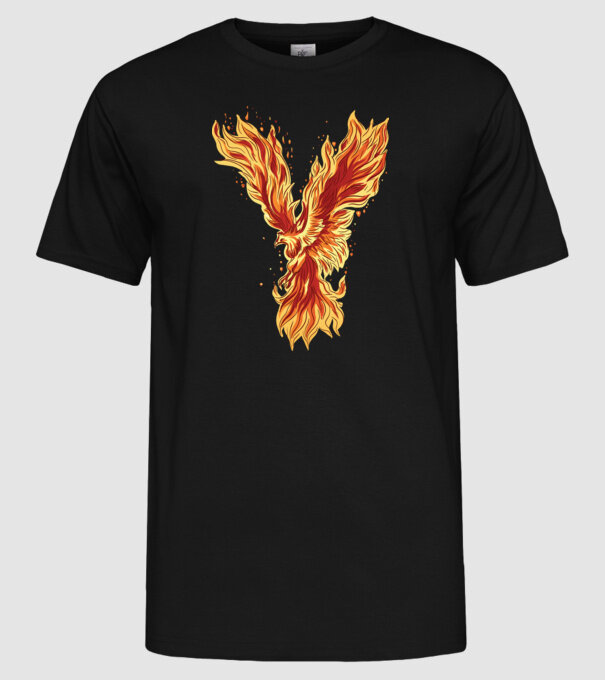 Pasărea Phoenix model negru pe tricou